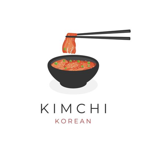 Kimchi Drawing, Kimchi Logo, Korean Food Illustration, Pashmina Saree, Korean Restaurant, Restaurant Logo, Illustration Logo, Food Illustration, Logo Restaurant