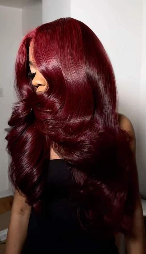 Ombré Red Hair, Dark Red Wig, Crimson Red Hair, Future Hairstyles, Wine Hair, Wig Collection, Birthday Hair, Protective Hairstyles Braids, Burgundy Hair