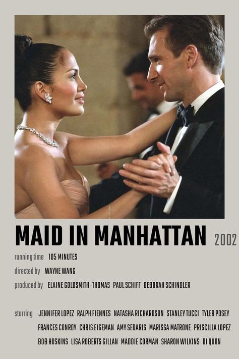 Maid in Manhattan Movie Poster Manhattan Movie, Manhattan Aesthetic, Jennifer Lopez Movies, Maid In Manhattan, Film Tips, Movies To Watch Teenagers, Iconic Movie Posters, Movie Card, Japanese Animated Movies