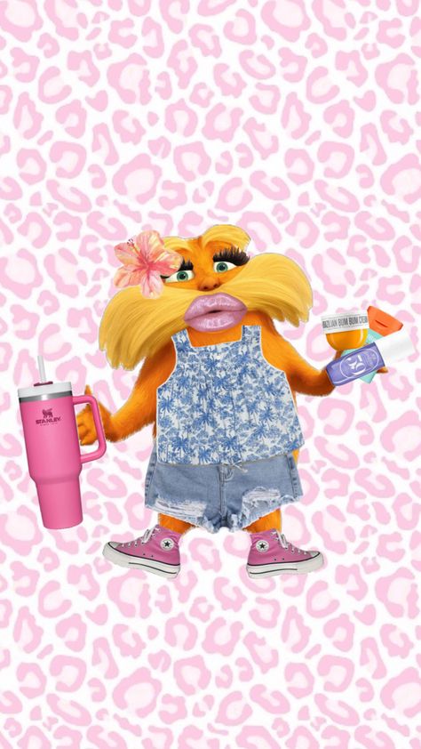 PREPPY LORAX!!!!!🧡🧡🧡🧡🩷🩷🩷🩷👗👗👗👗#lorax #preppy #preppylorax #beauty #wallpaper #thelorax Preppy Lorax Picture, Preppy Lorax Wallpaper, Preppy Patterns Wallpapers, The Lorax Aesthetic, Lorax Preppy, The Lorax Wallpaper, Preppy Wallpaper Ipad, Preppy Characters, Lorax Wallpaper