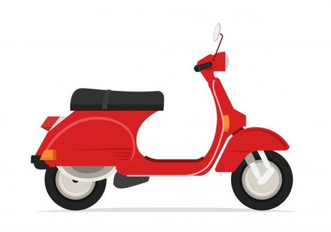 Motocicleta roja clásica del scooter Vec... | Premium Vector #Freepik #vector #vintage #carretera #rojo #entrega Moto Scooter, Premium Vector, Vehicles