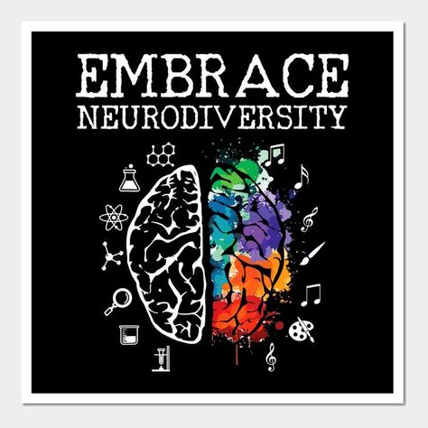 Neurodivergent Brain Tattoo, Neurodiversity Poster, Neurodiversity Art, Neurodivergent Art, Rainbow Office, Neurodiversity Awareness, Percy Jackson Drawings, Brain Tattoo, Awareness Tattoo