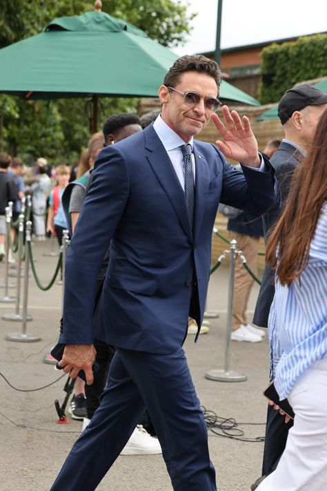 The glitz and the glamour has descended on Wimbledon. Image credits: Getty Images Wimbledon Fashion, Navy Blue Midi Dress, Navy Blue Tie, Lawn Tennis, Australian Actors, Gq Style, Celebrity Sightings, Tennis Match, Looking Dapper