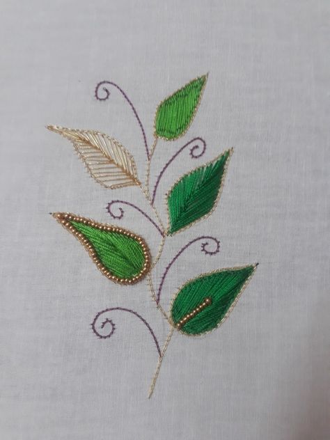 Aari work  leaf filling Fly Stitch Leaf Filling Design In Aari, Aari Work Picture, Fly Stitch Filling Design In Aari, Aari Leaf Design Tracing, Zardosi Leaf Filling Stitch Design, Leaf Filling Stitch Design, Aari Leaf Design, Leaf Filling In Aari Work Design, Leaf Design Aari Work Blouse