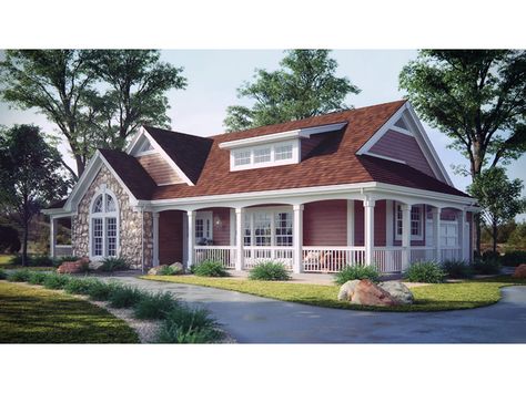 Rustic Home Plan Front Photo 01 - 007D-0055 | House Plans and More House Wrap Around Porch, Porch Plans, Built In Pantry, Rustic House Plans, Mountain House Plans, True Homes, Farmhouse Style House Plans, House Plans And More, Country House Plan