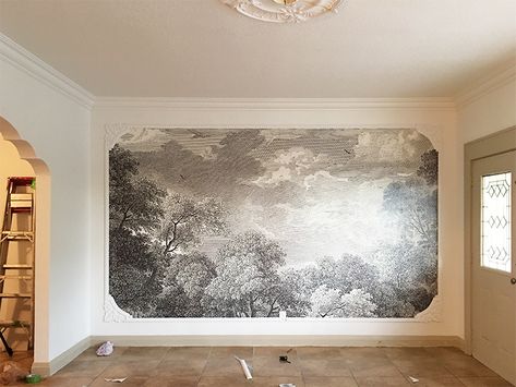 DIY Framed Wall Mural | Jenna Sue Design Blog Framed Wall Mural, Bedroom Wallpaper Aesthetic, Bedroom Wallpapers, Bedroom Wallpaper Ideas, Wall Murals Diy, Wallpapers Ideas, Diy Mural, Jenna Sue Design, Jenna Sue