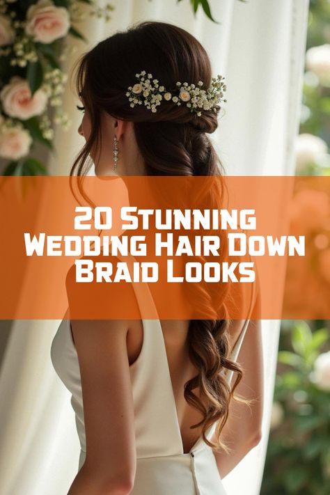 Did you know that the most stunning bridal looks feature a chic wedding hair down braid? Dive into our gallery of 20 eye-catching styles that blend romance and elegance effortlessly. From boho braids to glamorous loose waves, discover how to make your hair the crowning glory of your big day. Transform your bridal style with these trendy designs and wow your guests! French Braid Bridal Hair, Wedding Hair Down Braid, Chic Wedding Hair, Hair Down With Braid, Bridesmaid Hairstyles Braid, Braid Looks, Bridal Hairstyles With Braids, Wedding Hair Trends, Halo Braid