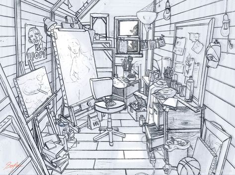 Room Perspective Drawing, Art Layout, Interior Concept Art, Free Draw, Marker Painting, Line Painting, Perspective Sketch, Perspective Drawing Architecture, Perspective Drawing Lessons