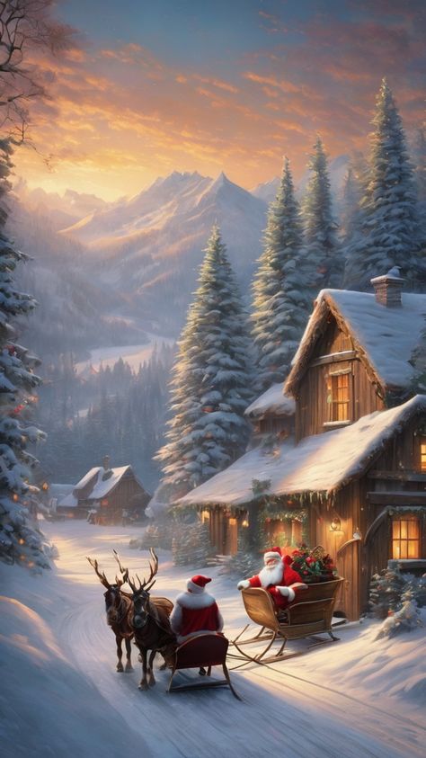 Christmas Lockscreen, Beautiful Christmas Scenes, Merry Christmas Pictures, Christmas Scenery, Warm Christmas, Christmas Villages, Holiday Pictures, Christmas Tree With Gifts, Winter Pictures