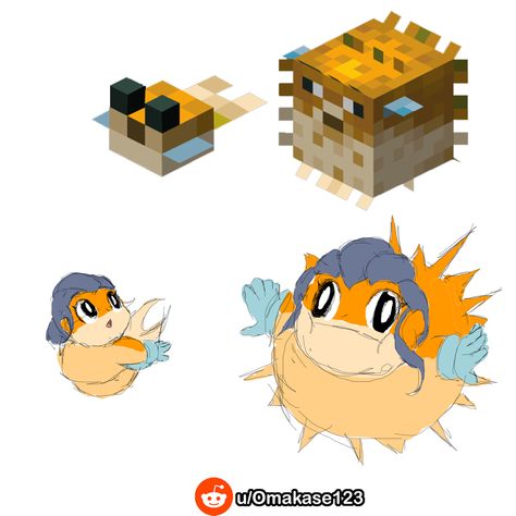 Minecraft Pufferfish, Puffer Fish, Minecraft, Fan Art