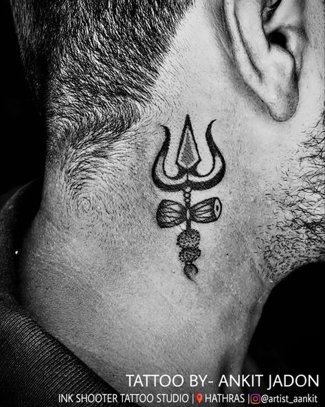 Trishul neck tattoo Shiva Cover Up Tattoo, Mahakaal Tattoo, Shooter Tattoo, Tattoo Mahadev, Tattoo Shiva, Cover Up Tattoo Ideas, Up Tattoo Ideas, Tattoo On Neck, Tattoos Neck