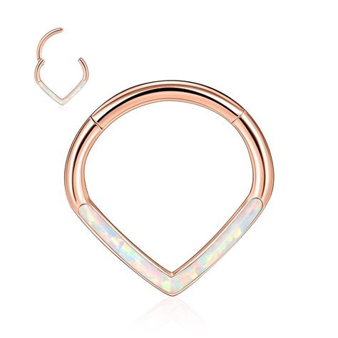 PRICES MAY VARY. Size: 16 G(thickness: 1.2 mm); inner diameter 10 mm; Color: Rose gold with white opal; please check thickness and inner diameter carefully; select most suitable size for yourself; sold individually Material: The septum jewelry is made of 316L surgical steel and opal; high polished smooth surface; comfortable to wear without sharp edge Easy to Use: Hinge will be very easy to open and close a click closure by hand; not require a tool. It's still tight after long-term use, don't wo Earrings Conch, Opal Septum, Septum Piercing Jewelry, Daith Jewelry, Conch Piercing Jewelry, Tragus Piercing Jewelry, Daith Earrings, Septum Clicker, Cartilage Earrings Hoop