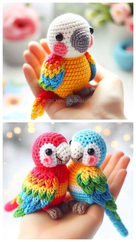 Bird Amigurumi Free Pattern, Bird Amigurumi, Crochet Parrot, Scrap Crochet, Crochet Bird Patterns, Crochet Birds, Crochet Turtle, Crochet Animals Free Patterns, Crochet Amigurumi Free Patterns