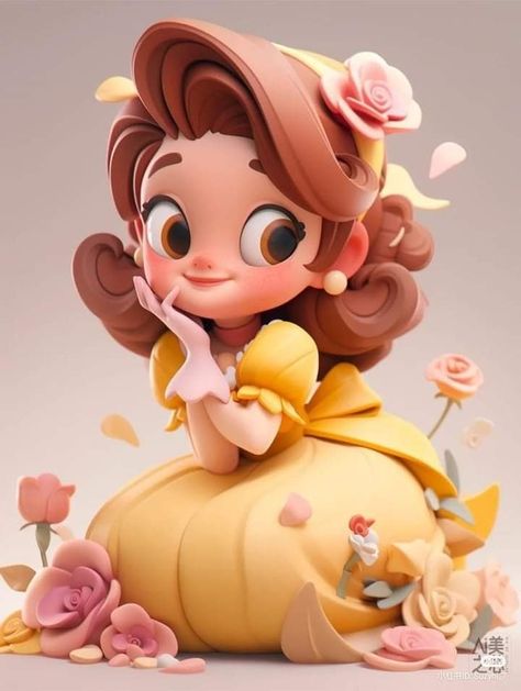 3d Princess, 3d Karakter, Disney Princess Artwork, Disney Princess Belle, Belle Disney, Princess Cartoon, Princess Belle, Princesa Disney, Pinturas Disney