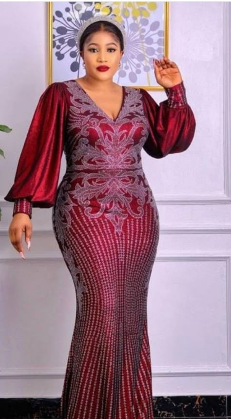 Velvet Sequence Gown Styles In Nigeria, Lastest Fashion Outfit, Sequins Gown Styles, Sequence Gown Styles In Nigeria, Sequence Gown Styles, Asoebi Outfit, Nigerian Lace Dress, Nigerian Lace Styles Dress, African Lace Styles