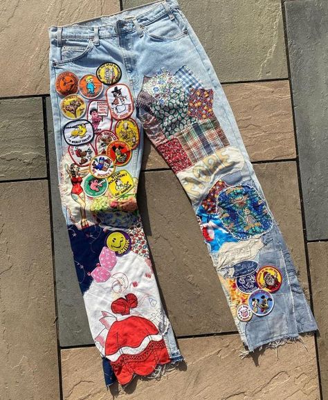 Patch Jeans Outfit, Patched Jeans Outfit, Pant Patches, Patches On Jeans, Jeans With Patches, Bike Gang, Denim Diy Clothes, Patches On Clothes, Patched Denim