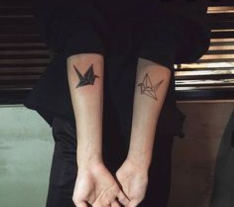 Japanese Origami Crane Tattoo, Paper Crane Tattoo Meaning, Small Paper Crane Tattoo, Paper Crane Tattoos, Paper Crane Tattoo Minimalist, Origami Tattoo Ideas, Origami Crane Tattoo, Redwood Tattoo, Paper Crane Tattoo