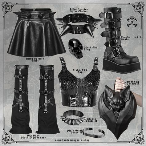 Embrace their dark side while still looking chic 🦇 🖤 Whether you're headed to a goth club, a rave, or just want to make a statement on the streets, this look has you covered. Shop the full outfit at Fantasmagoria.shop - we ship worldwide, and FREE SHIPPING is available on minimum order. #shopthelook #gothicgirl #gothoutfit Goth Club Outfit, Goth Rave Outfits, Goth Rave, Goth Club, Goth Chic, Club Outfit, Gothic Dress, Gothic Girls, Goth Outfits