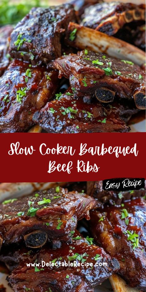 Short Ribs Of Beef Crock Pot, How To Cook Beef Ribs In The Crock Pot, Beef Back Ribs Crockpot, Crockpot Bbq Short Ribs, Beef Back Ribs In The Oven, Beef Back Ribs Recipe Slow Cooker, Crockpot Rib Recipes, Crock Pot Beef Ribs Slow Cooker, Boneless Beef Chuck Short Ribs Recipes Crock Pot