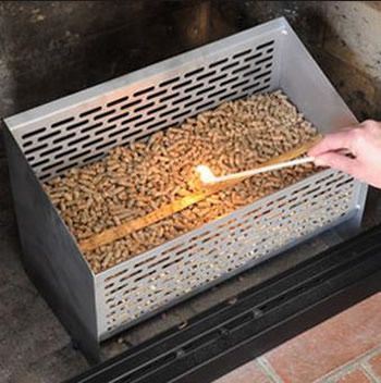 Pellet Basket - Cheap Alternative to Pellet Stove Pellet Heater, Pellet Fireplace, Pellet Burner, Wood Stove Heater, Stove Ideas, Fire Stove, Stacking Wood, Stove Installation, Pellet Stoves