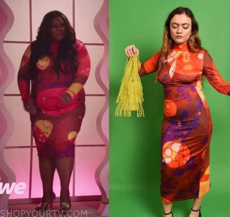 Ziwe: Season 2 Episode 3 Nicole Byer's Orange Print Dress Nicole Byer Fashion, Nicole Byer, Orange Print, Episode 3, Two Piece Skirt, Print Dress, Skirt Set, Fashion Looks, Two Piece Skirt Set