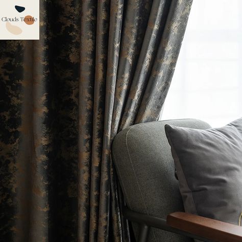 Curtains for Living Room Luxury blackout Bedroom Northern European Bronze Texture Velvet Thick Gray And Gold Bedroom, Grey And Gold Bedroom, Living Room Gray, Nordic Bedroom, Thick Curtains, Decorative Lines, Gold Bedroom, Bedroom Curtains, Curtains Width