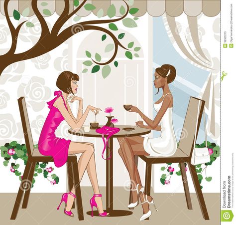 Friends Drinking Coffee Clip Art | www.pixshark.com - Images Galleries With A Bite! Art Sketches Girl, Girl Drinking Coffee, Having Coffee, Cafe Black, Stock Photos Woman, Coffee Illustration, Girly Wall Art, Cafe Art, Womens Ministry