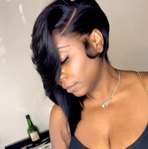 Weave Bob Hairstyles Side Part, Layered Quick Weave Bob, Quick Weave Bob With Closure, Quickweave Bob With Closure, 10inch Bob Wig, Bob Wig Side Part, 10inch Bob, Sew In Bob Hairstyles, Wig Side Part