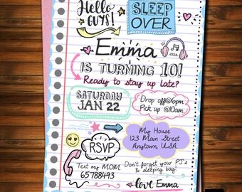 Slumber Party Pajamas, Slumber Party Pjs, Sleepover Invitation, Slumber Party Invitations, Baking Birthday Parties, Sleepover Birthday Party, Sleepover Invitations, Party Pajamas, Pajamas Party