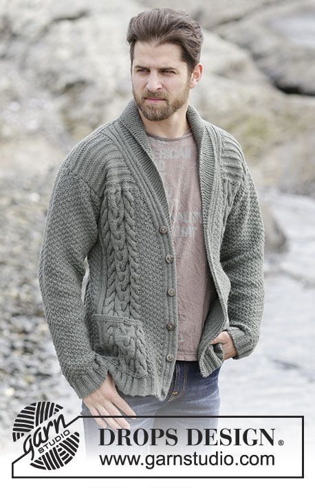 Mens Knit Sweater Pattern, Mens Shawl Collar Cardigan, Mens Knitted Cardigan, Aran Knitting Patterns, Mens Knit Sweater, Knit Cardigan Pattern, Knitting Patterns Free Cardigans, Zippered Cardigan, Knit Men