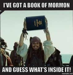 Captain Jack and Book of Mormon Caption Jack Sparrow, Jar Of Dirt, Mormon Memes, Tv Funny, Emo Memes, The Lone Ranger, Band Humor, Warped Tour, Captain Jack Sparrow