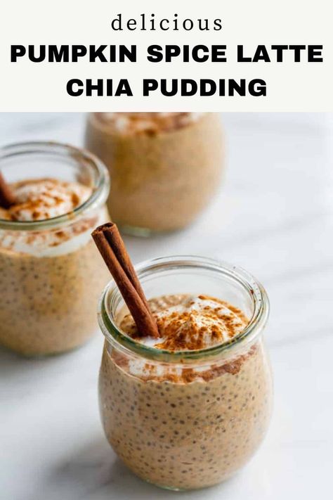 This pumpkin spice latte chia pudding recipe is packed with fall flavours you love in a traditional pumpkin spice latte. A combination of almond milk and coconut milk makes it delicious and creamy. This recipe is easy to make and naturally vegan, gluten-free and refined sugar-free. Pumpkin Chia Pudding, Gluten Free Pumpkin Recipes, Chia Pudding Recipe, Chia Recipe, Pumpkin Recipes Healthy, Pumpkin Recipes Easy, Pumpkin Pudding, Traditional Pumpkin, Homemade Almond Milk