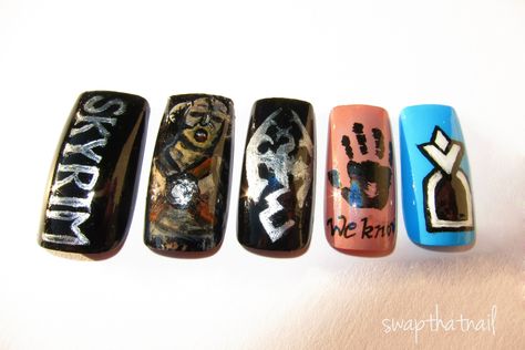 Skyrim Nails  ! Skyrim Nail Art, Skyrim Nails, Skyrim, Hair Health, Nails Design, Simple Nails, Nail Design, Nail Ideas, Cute Nails