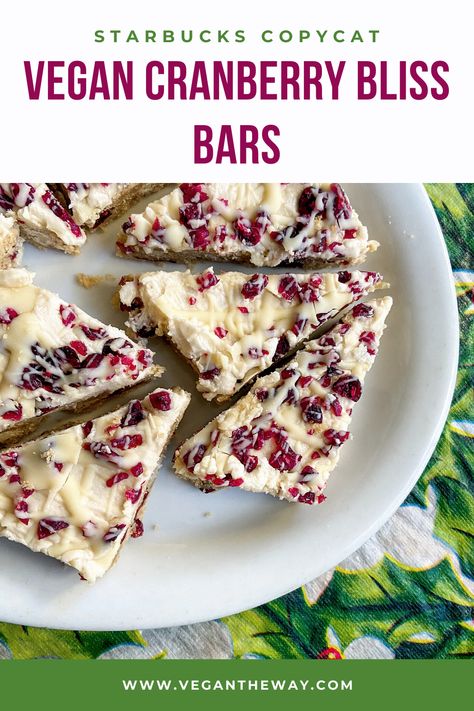 Bliss Bars Starbucks, Starbucks Cranberry Bliss, Cranberry Bliss Bars Recipe, Dairy Free Deserts, Cranberry Bliss Bars Starbucks, Bliss Bars, Vegan Xmas, Cranberry Bliss, Bliss Bar