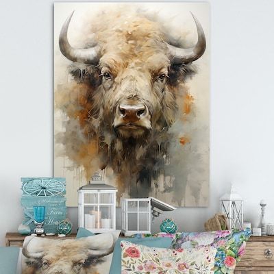 Buffalo Pictures, Bison Head, Cow Art Print, Buffalo Bison, Picture Frame Designs, Cow Art, Creative Painting, Canvas Designs, Picture Frame Wall