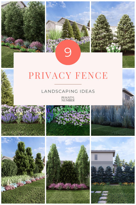 Looking to plant a privacy fence landscape but don't know where to start? 🌻 You’ll find a ton of privacy fence garden layouts at Plant By Number! Designs are available for download or printed directly on landscaping fabric for super easy DIYs and low-maintenance flower garden results! Landscaping Privacy Fence, Low Maintenance Fence Landscaping, Landscape Plans Layout, Privacy Landscaping Ideas, No Fence Backyard Ideas, Fenced Backyard Landscaping, Privacy Landscaping Along Fence, Property Line Garden, Landscape Layout