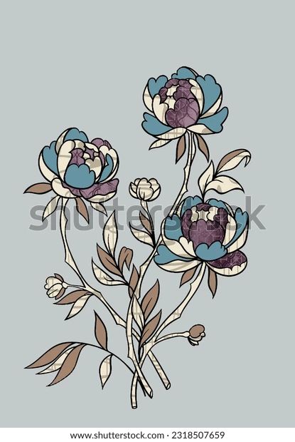 Illustration Flower Motif Art Design Beautiful Stock Illustration 2318507659 | Shutterstock Flowers Bunch, Single Flowers, Stencils Online, Bold Flowers, Illustration Flower, Botanical Flower Art, Shutter Stock, Flower Bunch, Stock Flower