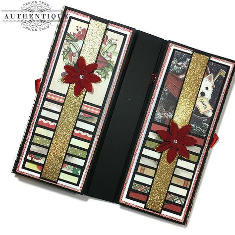 A 'Rejoice' Waterfall Mini Album With Tutorial Mini Books Tutorial, Diy Pocket, Christmas Mini Albums, Christmas Scrapbook Layouts, Chip Board, Chicken Scratch Embroidery, Album Tutorial, Mini Album Tutorial, Pocket Scrapbooking