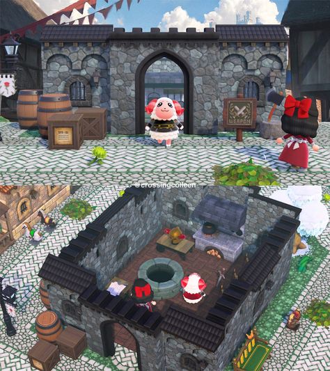 Acnh Medieval, Castle Decor, Animal Crossing Pocket Camp, Animal Crossing Game, Island Design, Medieval Castle, Animal Crossing, Castle, Outdoor Decor