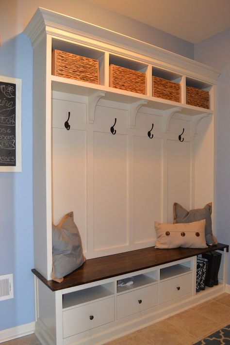 Mud Room-IKEA HACK Mudroom Closet, Mudroom Storage Bench, Mudroom Lockers, Mudroom Decor, Mud Room Storage, Diy Entryway, Mudroom Design, Entryway Ideas, Hallway Storage