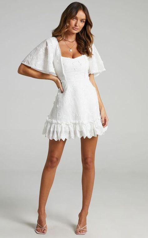 Graduation Dress: Fancy a spritz mini dress in white embroidery Short graduation dresses White dresses graduation College grad dresses Cute white dress White short dress Lace white dress College Grad Dresses, Best Graduation Dresses, Short White Dress Graduation, Short Dress Lace, Dress White Short, Graduation Dresses White, Short Graduation Dresses, Graduation College, White Dresses Graduation