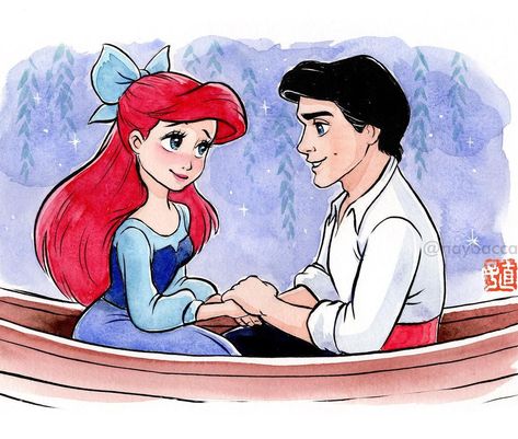 Ariel Eric, Ariel And Eric, Ariel Drawing, Little Mermaid Characters, Art Painting Gallery, Etsy Art Prints, Pinturas Disney, Disney Princess Art, Princess Art