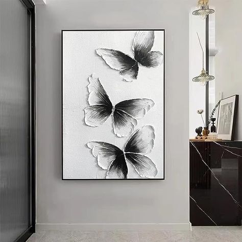 Art Experimentation, Texture Butterfly, Butterfly Texture, Black And White Butterfly, Monochromatic Art, Butterfly Artwork, Painting Texture, Painting Palette, Artwork Modern