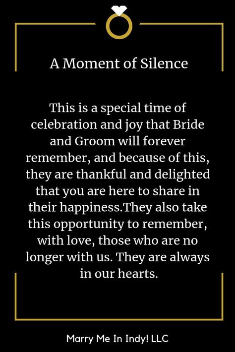 A Moment of Silence for your Wedding Ceremony Script. Moment Of Silence Wedding Ceremony, Wedding Planning Checklist Timeline, Wedding Vows Examples, Wedding Officiant Script, Ceremony Script, Marriage Officiant, Wedding Ceremony Readings, Paw Wallpaper, Wedding Prayer