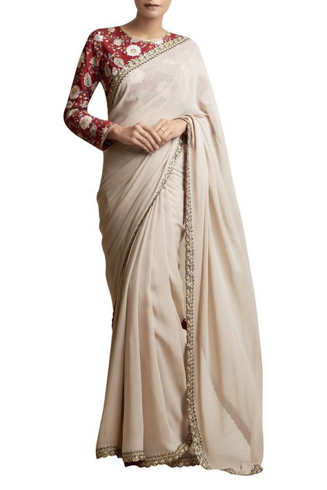 Long Sleeve Saree, Sleeve Saree Blouse, Long Sleeve Saree Blouse, Sari Gown, White Sari, Saree Drapes, Wardrobe Goals, White Saree, Manish Malhotra