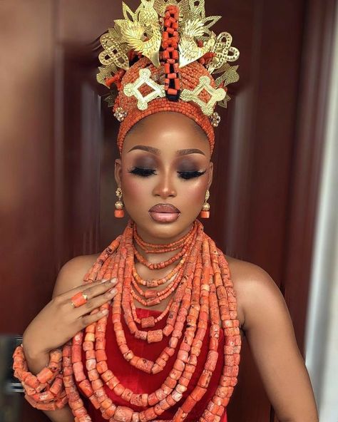 #bride Benin Bride, Edo Brides, Yoruba Bride, Nigerian Culture, Nigerian Traditional Wedding, Nigerian Bride, Hair Bride, African Bride, Traditional Wedding Attire