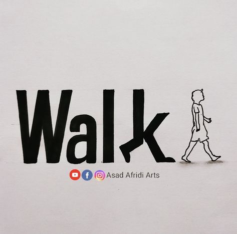 Walk Typography, Typographic Animation, Walk Logo, Expressive Type, Walker Logo, Walking Street, Extra Mile, Font Art, Typography Logo