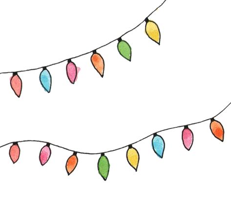 Christmas Lights Sticker, String Of Lights Drawing, Drawing Christmas Lights, Christmas Light Clipart, Christmas Lights Doodle, How To Draw Christmas Lights, Watercolor Christmas Lights, Christmas Lights Watercolor, Christmas Lights Illustration