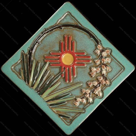 Yucca Tattoo, Mexico Symbols, New Mexico Decor, Mexico Tile, Mexico Decor, Mexico Tattoo, Zia Symbol, New Mexico Style, New Mexico History