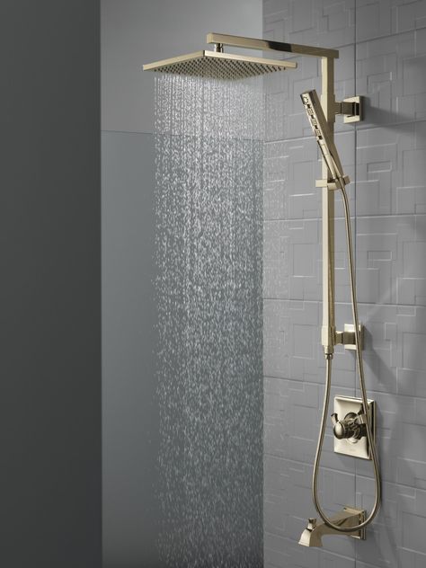 Overhead Shower Head, Shower Columns, Fixed Shower Head, Roman Tub, Delta Faucets, Tub Spout, Champagne Bronze, Rain Shower Head, Bathtub Shower